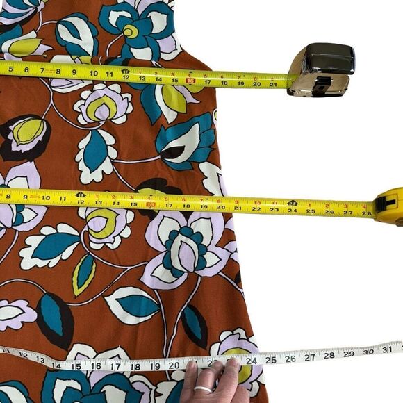 ModCloth S In With Excitement Brown Floral Mock Neck Dress Retro 70s Sleeveless - Picture 7 of 11